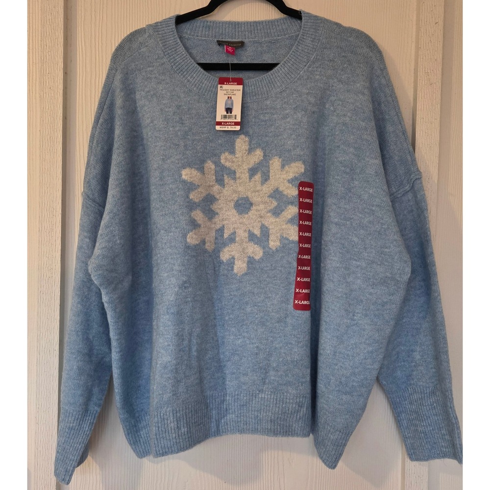 NWT Vince Camuto Blue Snowflake Holiday Sweater XL Preppy Old Money Festive Cozy